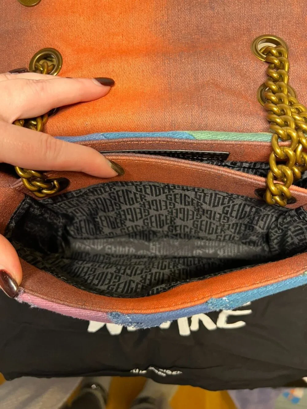 KURT GEIGER Large Kensington Multicolor Denim Crossbody Bag NWT - Picture 13 of 16